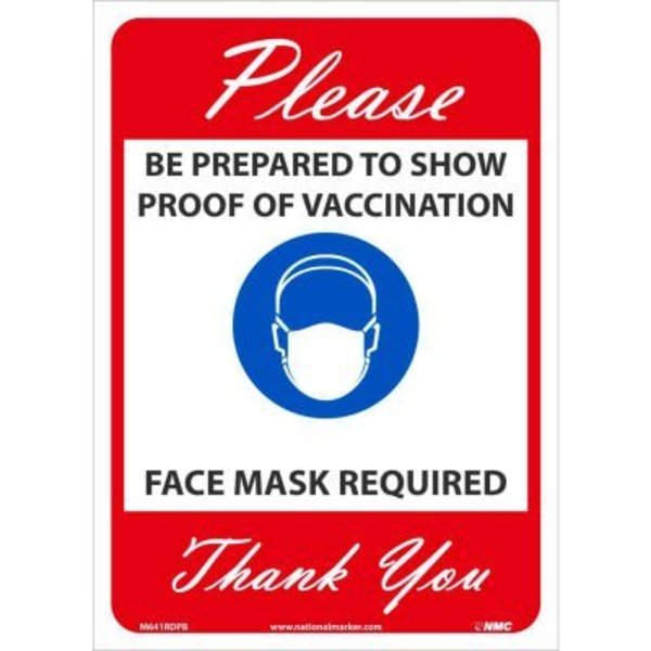 Nmc NMC Please show Proof Of Vaccination Sign, Vinyl, 14 X 10, Red M641RDPB
